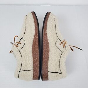 Byzi Sherpa Faux Fur Wallabee Shoes Cream Fleece Lace Up Moccasins Mens 43
